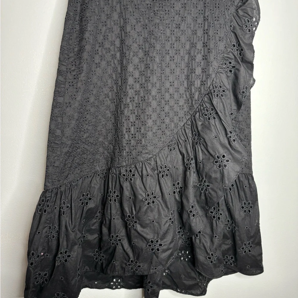 LOFT Women’s black cotton eyelet skirt cottage witchy fairy goth fitted layers - Picture 2 of 8